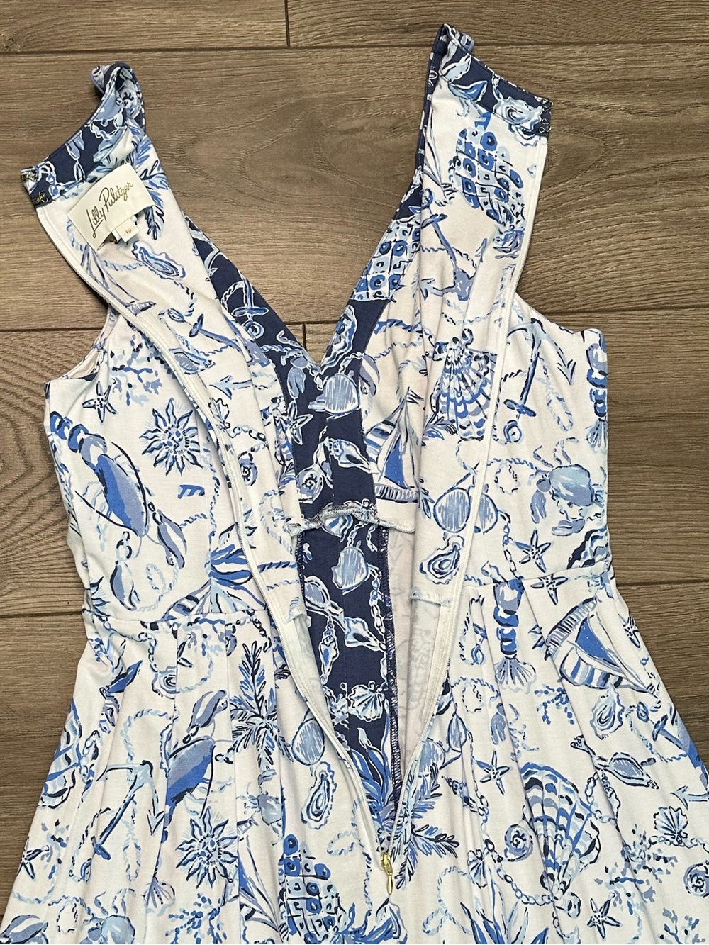 Lilly Pulitzer Carmilla Sleeveless Jersey Maxi Dress Resort White Blue Size 10 - Picture 9 of 14